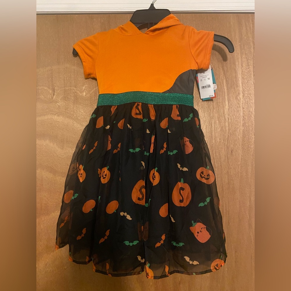 Kids Halloween Squishmallow Pumpkin Costume Dress - Orange and Black